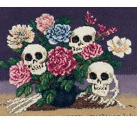 Wallphantom Latch Hook Rug Kits for Adults Beginners,Skulls and Flowers,Latch Hook Kits for Bedroom,Living Cushion Adult Craft Gifts,52x38cm