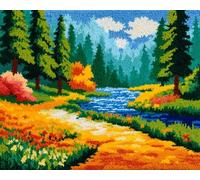 Wallphantom Latch Hook Rug Kits for Adults,Forest Flower Landscape