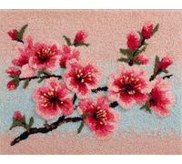 Wallphantom Latch Hook Rug Kits for Adults,Peach Tree Branches,Rug Making Kits Embroidery DIY Crochet Yarn for Beginners,Kids Craft Creative Gift,80x160cm