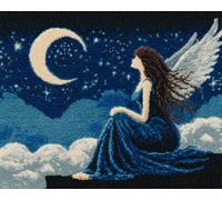 Wallphantom Night View Latch Hook Rug Kits for Adults,Angel Girl in The Moonlight,DIY Crochet Yarn Carpet Embroidery Rug Kit,Latch Hook 3D Craft for Home Decor Festival Gift,52x38cm