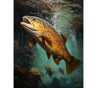 Wallphantom Paint by Numbers Kits Canvas,Brown Trout Fish,DIY Acrylic Painting by Numbers Kits for Art Crafts Gift,16x20inch Frameless
