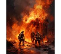 Wallphantom Relaxing Painting by Number Kit for Adults,Firefighters Fighting Fire Scene,Paint by Numbers DIY Acrylic Oil Painting Kits Handmade Artwork Gift,16x20inch Frameless