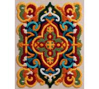 Wallphantom Retro Style DIY Latch Hook Rug Kits for Adults,Colorful Tile Patterns,Tapestry Pre-Printed Patterns Carpet Needlework Crochet Yarns Latch Hooking Mat Cushion for Home Decor,80x160cm
