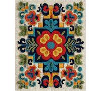 Wallphantom Retro Style Latch Hook Kits for Adults,Colorful Tile Patterns,Pre-Printed Canvas DIY Rug Making Kit Crochet Yarn for Kids Beginners,Crafts Carpet for Home Decoration,52x38cm