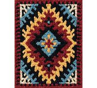 Wallphantom Retro Style Latch Hook Kits Rugs,Colorful Tile Patterns,Latch Hook Rug Kits for Adults Beginners,DIY Crochet Set,Tapestry Making Kit,Embroidery Sofa Cushion Carpet,55x75cm