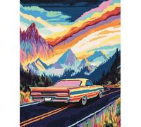 Wallphantom Rug Making Kit for Adults Beginners,Cars on The Road,Latch Hook Cushion Kits,Carpet Embroidery Needlework Crocheting,Tapestry for Home Decoration,80x115cm