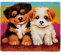 Wallphantom Rug Making Kit for Adults Beginners,Cute Puppies,Latch Hook Cushion Kits,Carpet Embroidery Needlework Crocheting,Tapestry for Home Decoration,80x115cm