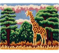 Wallphantom Rug Making Kit for Adults Beginners,Giraffe in the Garden,Latch Hook Cushion Kits,Carpet Embroidery Needlework Crocheting,Tapestry for Home Decoration,80x115cm