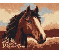 Wallphantom Rug Making Kit for Adults Beginners,Horses and Flowers,Latch Hook Cushion Kits,Carpet Embroidery Needlework Crocheting,Tapestry for Home Decoration,80x115cm