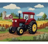 Wallphantom Rural Landscape Latch Hook Kits for Adults Rug,Cartoon Tractor,Latch Hook Kits DIY Crochet Handcraft Rug Hooking Kit for Kids and Adults,55x75cm