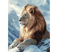 Wallphantom Snow Forest Beginners Painting by Numbers for Adults on Canvas,Animal Lion,DIY Painting by Numbers Kits Easy to Paint,16x20inch with Frame