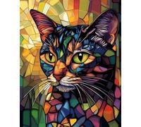 Wallphantom Stained Glass Window Style Paint by Number Kits for Adults,Cute Cats,Paint by Number Kits On Canvas DIY Oil Painting Kits for Gift Home Wall Decor,16x20inch with Frame