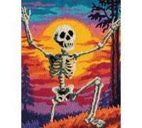Wallphantom Sunset Landscape DIY Latch Hook Rug Kits for Adults,Skull,Tapestry Pre-Printed Patterns Carpet Needlework Crochet Yarns Latch Hooking Mat Cushion for Home Decor,80x160cm