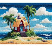 Wallphantom Tropical Landscape Latch Hook Kits for Adults Rug,Beach House,Latch Hook Kits DIY Crochet Handcraft Rug Hooking Kit for Kids and Adults,55x75cm