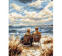 Wallphantom Tropical Landscape Latch Hook Kits for Adults Rug,Couple on The Beach,Latch Hook Kits DIY Crochet Handcraft Rug Hooking Kit for Kids and Adults,55x75cm