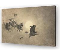 Wallpicss Retro Witch Poster Framed Prints The Witch's Ride Famous Paintings Wall Art Canvas Wall Hanging Picture Decorations 12x18 inches