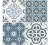 WallPops FP2951 Leyton Peel & Stick Floor Tiles, Blue, 12 x 12 inches