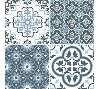 WallPops FP2951 Leyton Peel & Stick Floor Tiles, Blue, 12 x 12 inches