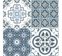 WallPops FP2951 Leyton Peel & Stick Floor Tiles, Blue