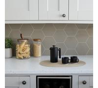 Wallpops Hexagon Beige Premium Self Adhesive Vinyl Wall Tiles 14.98Cm(H) 17.19Cm(W) 3.3mm(D) Pack Of 54 (1.39Sqm)