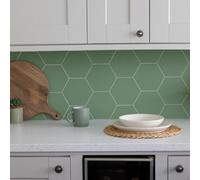Wallpops Hexagon Green Premium Self Adhesive Vinyl Wall Tiles 14.98Cm(H) 17.19Cm(W) 3.3mm(D) Pack Of 27 (0.70Sqm)