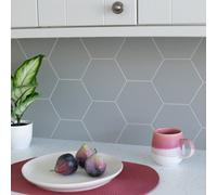 Wallpops Hexagon Grey Premium Self Adhesive Vinyl Wall Tiles 14.98Cm(H) 17.19Cm(W) 3.3mm(D) Pack Of 54 (1.39Sqm)