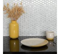 Wallpops Hexagon Marble Grey 3D Epoxy Tile Stickers 25.4Cm(L) 25.4Cm(W) Pack Of 4