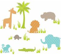 Wallpops Large Jungle Animals Lion Elephant Monkey Self-Adhesive Wall Art Stickers