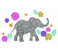 Wallpops Large Self-Adhesive Elephant Colourful Flowers Wall Art Stickers