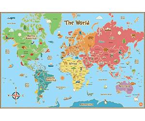 Wallpops Self Adhesive Kids World Map