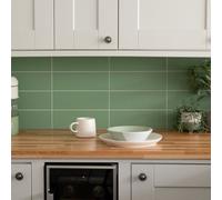 Wallpops Subway Green Premium Self Adhesive Vinyl Wall Tiles 9.98Cm(H) 29.99Cm(W) 3.3mm(D) Pack Of 60 (1.80Sqm)