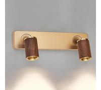 Wallps, Retro Industry Metal Wall Sconce Nordic Walnut Bedroom Readiwall Light Mid Century Modernmalist Bedside Wallp Home Decoration for Cabinet Hallway/2-Lights/a