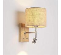Wallps, Wooden Base Wallp with Fabric Shade Indoor Wall Sconce Featu3Wall Spotlight and On/Off Switch Modern Sconces Light