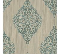 Wallquest Designer Wallpapers Baroque Damask Teal Classic Stylish Acrylic Coated Paper