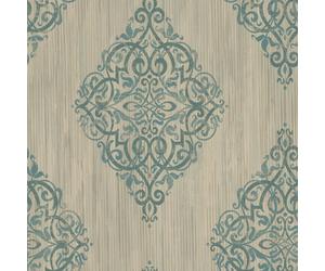 Wallquest Designer Wallpapers Baroque Damask Teal Classic Stylish Acrylic Coated Paper