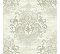 Wallquest Designer Wallpapers Glitter Damask Grey Classic Traditional Acrylic Coated