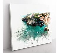 Walls of Dubrovnik in Croatia in Abstract Modern Canvas Wall Art Print Ready to Hang, Framed Picture for Living Room Bedroom Home Office Décor, 50x50 cm (20x20 Inch)
