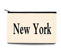 Walls Printed Zip Canvas Pouch Makeup Bag Make Up Bag, Cosmetic Travel Bag,Toiletry Bag,Organizer Bags,Toiletry Bags, Bride Bridesmaid Bag,Pencil Bag,Wash Bag,Coin Purse (New York (Black Text))