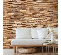 Wallsupply UltraWood Bologna Solid Teak Wood Panels, Wall Cladding 3D Interlocking Tiles, 10pcs 0.9m²