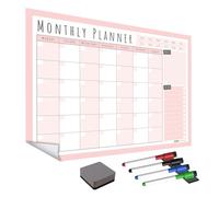 WallTAC A2 Monthly Wall Planner Sticker with Whiteboard Pens | Made in the UK | Easy-to-Remove Dry Wipe Calendar with Reusable Adhesive | Meal Planner or To Do List for Home and Office