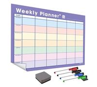 WallTAC A2 Weekly Planner Whiteboard Sticker for Wall | Made in The UK | Easy-to-Remove Dry Wipe Calendar with Reusable Adhesive | Family Meal Planner or to Do List for Home and Office