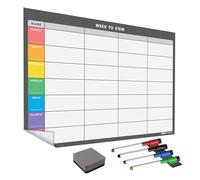 WallTAC A3 Weekly Planner Whiteboard Sticker for Wall | Made in the UK | Easy-to-Remove Dry Wipe Calendar with Reusable Adhesive | Family Meal Planner or To Do List for Home and Office