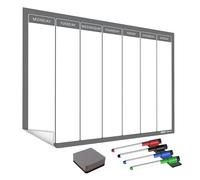 WallTAC A3 Weekly Planner Whiteboard Sticker for Wall | Made in The UK | Easy-to-Remove Dry Wipe Calendar with Reusable Adhesive | Family Meal Planner or to Do List for Home and Office [43 x 30cm]