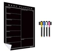 WallTAC A3 Weekly Wall Planner Sticker, Meal Planner, Kitchen Blackboard or Whiteboard - Wipeable and Reusable Chalkboard with Removable Adhesive Backing + 8 Dry Wipe Liquid Chalk Pens