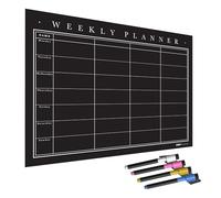 WallTAC Wall Planner A3 | Weekly Organiser and Family Planner | Reusable, Removable and Re-Positionable Self-Adhesive Whiteboard for Home and Office (Black Charcoal, A3)