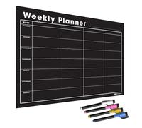 WallTAC Weekly Wall Planner Sticker A3 | Black Whiteboard Calendar with Removable and Reusable Self-Adhesive Backing | Daily Timetable for Home, Kitchen and Office (Chalkboard, A3)