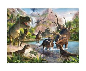 Walltastic Dinosaur Land 6 Panel Wallpaper Mural, FSC Paper, Multi, 8 feet High x 10 feet Wide, 1 Size