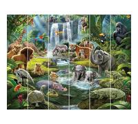 Walltastic Jungle Adventure 6 Panel Wallpaper Mural, FSC Paper, Multi, 8 feet High x 10 feet Wide, 1 Size