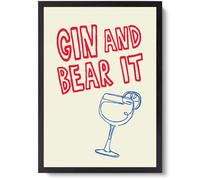 walltonic - Gin and Bear It - A3 Wall Art Print | Funny Cocktail Pun Poster | Bar Cart Decor | Kitchen Art | Gift for Gin Lovers