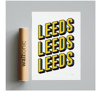 walltonic - Leeds United FC Football Club 'Leeds Leeds Leeds' Minimalist Wall Art Print Poster Gift - Unframed - Size A3